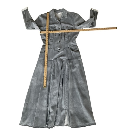Brenner Gray Denim Style Button Back Dress Size 14 Vintage Look - Picture 4 of 6